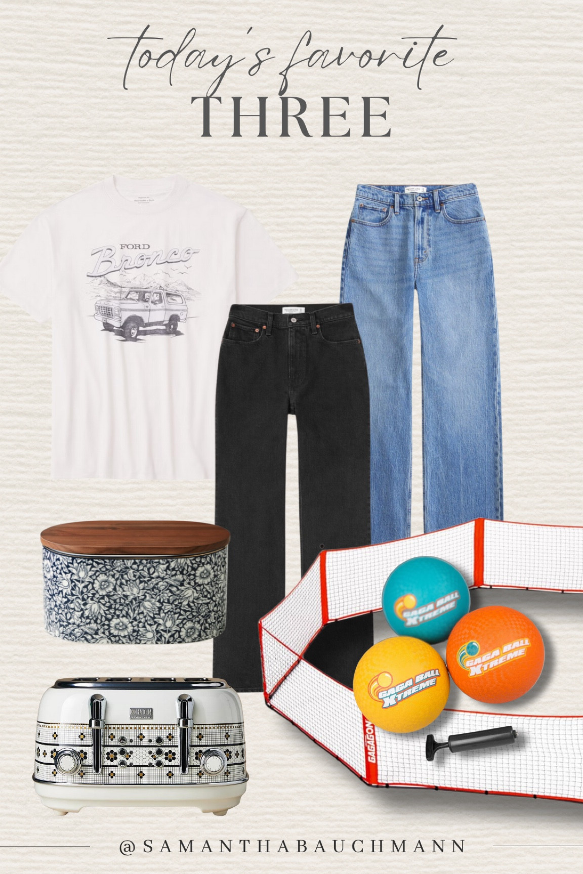 Today’s favorite three! Abercrombie jeans in stock in tall options. Toaster and bread box and Gaga ball pit / balls! 

#LTKMostLoved #LTKSeasonal #LTKhome