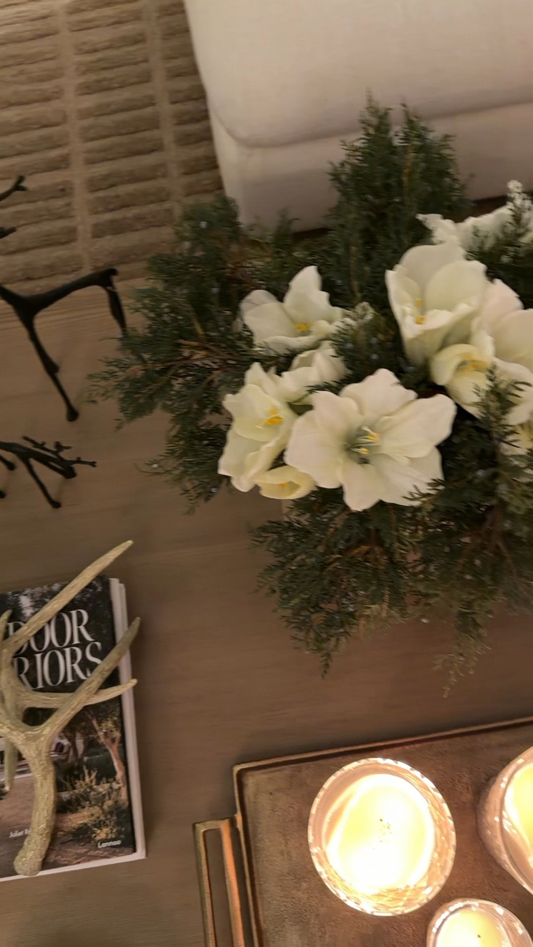 Holiday coffee table

holiday coffee table decor, Christmas coffee table styling, reindeer sculptures, decorative antlers, juniper stems, magnolia flowers, holiday florals, cut glass candles, glass candle holders, gold tray decor, oversized coffee table, large square coffee table, Pottery Barn inspired, Pottery Barn holiday decor, elegant holiday vignette, festive centerpiece ideas, modern organic Christmas, holiday living room accents, winter greenery stems, designer holiday styling, elevated coffee table layout, seasonal tabletop decor, gold and glass holiday accents, timeless holiday aesthetic

#LTKSeasonal #LTKHome #LTKHoliday