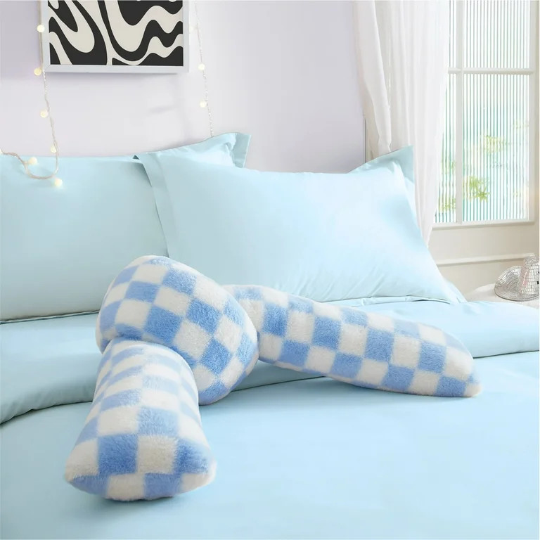 Mainstays Blue Checkered Knot Faux Fur Body Pillow, 22" L x 11" W | Walmart (US)