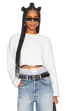 superdown Sandra Crew Neck Top in Light Heather Grey from Revolve.com | Revolve Clothing (Global)