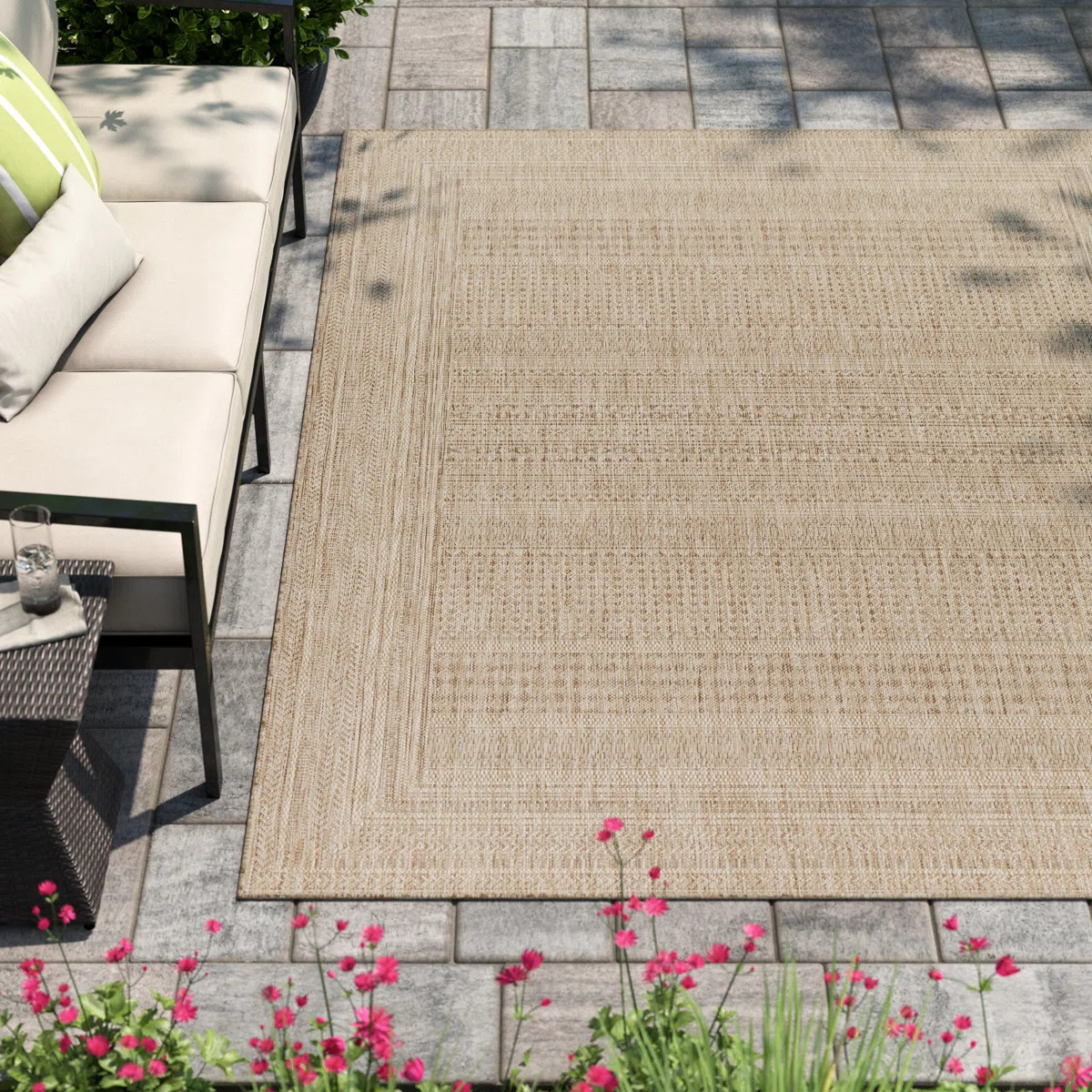 Camar Oriental Indoor/Outdoor Area Rug in Khaki | Wayfair North America