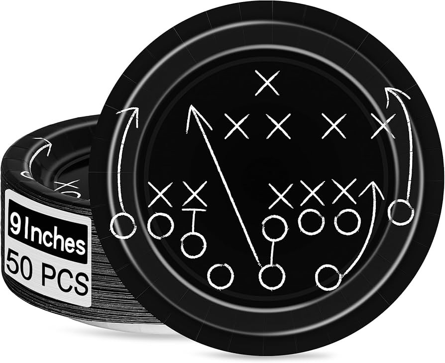 QZYL Football Party Supplies, 50 PCS Football Plates, 9 Inches Football Paper Plates, Disposable ... | Amazon (US)
