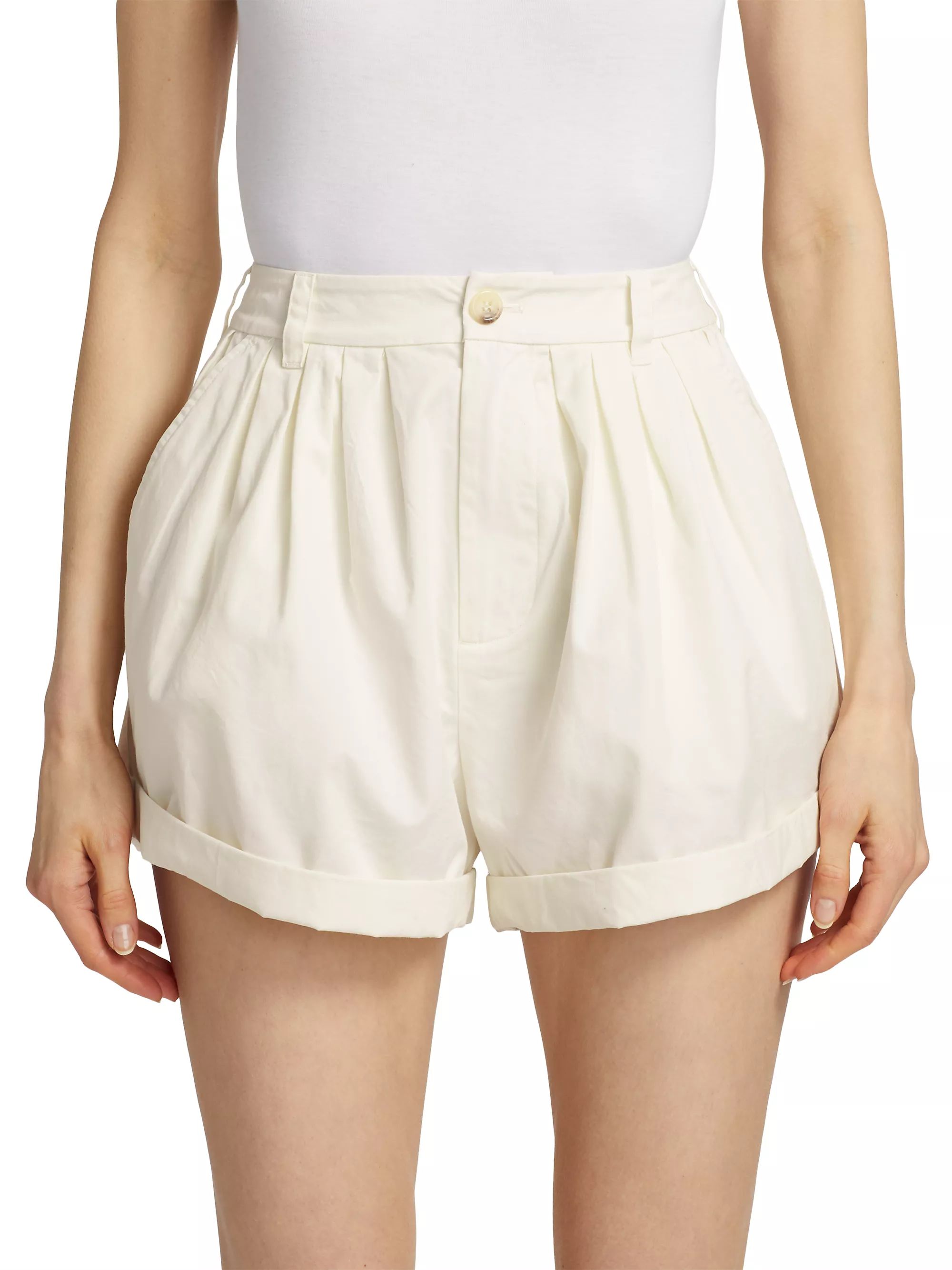 Paige Pleated Cotton Shorts | Saks Fifth Avenue