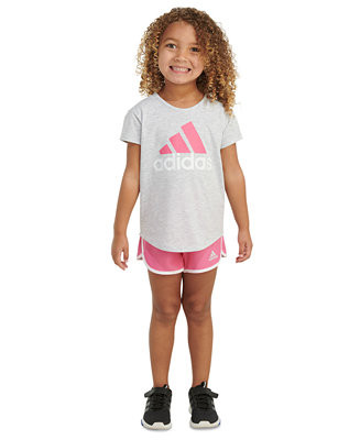 adidas Toddler & Little Girls Essential Heather T-Shirt & Woven Shorts, 2 Piece Set - Macy's | Macy's