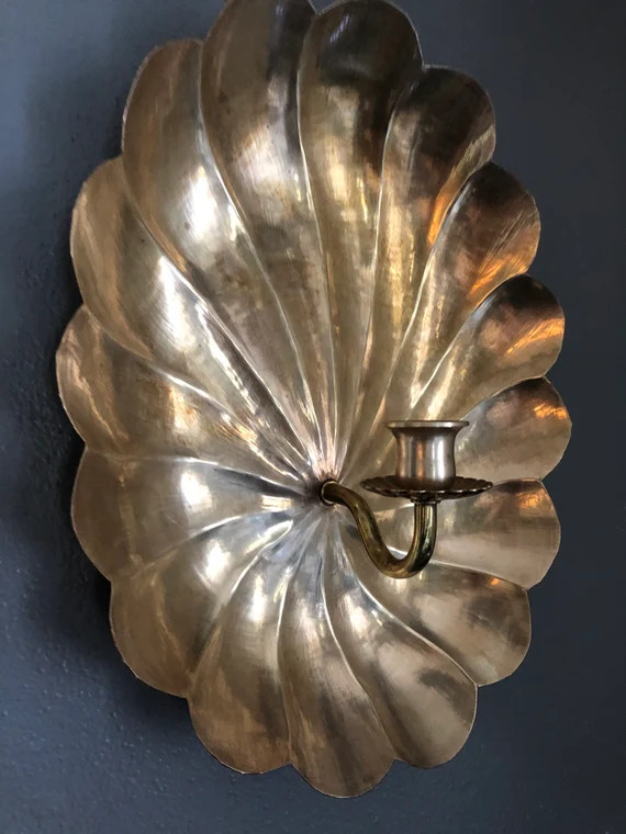 Large Vintage Brass Wall Sconce Candle Holder Brass Wall Decoration | Etsy (US)