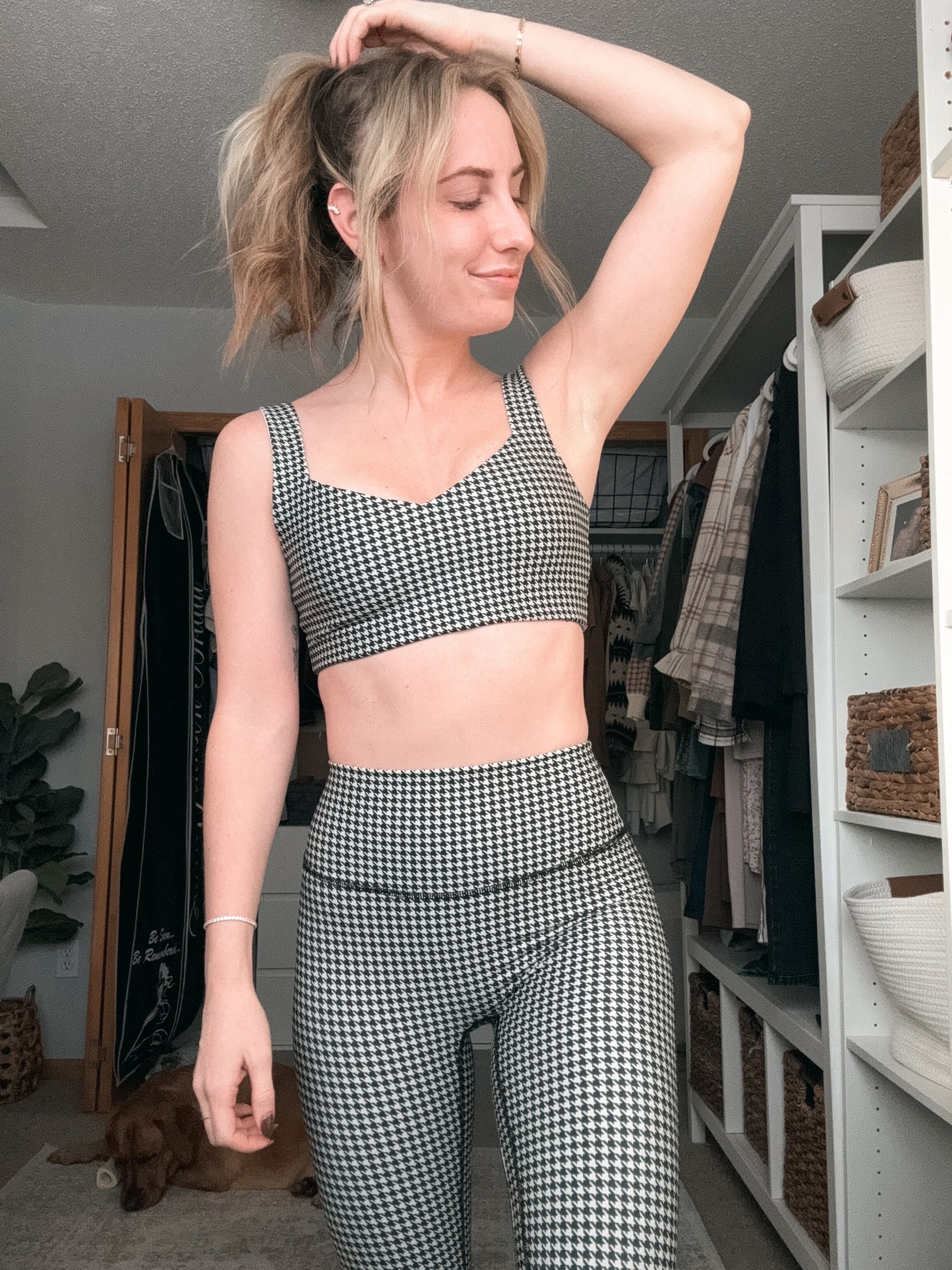 Wearing a small top & a small short bottoms

Leggings / sports bra / Abercrombie active / houndstooth / black & white / yoga / hiit / Pilates

#LTKPetite #LTKfitnessgoals #LTKActive