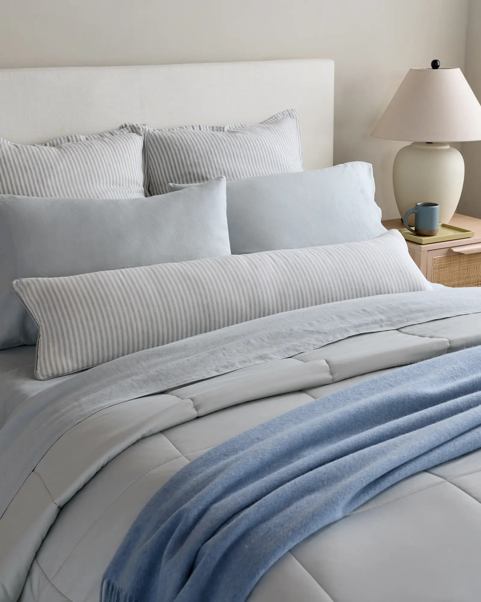 Piped Linen Stripe Oversized Lumbar Pillow Cover (Set of 2) | Quince