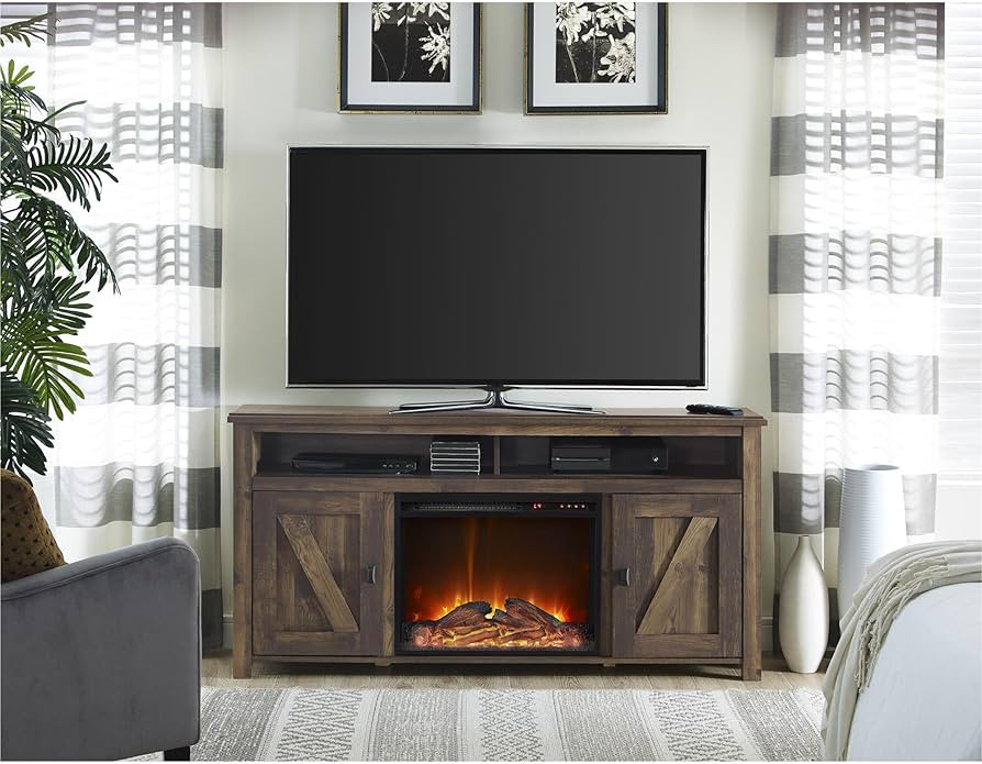 Ameriwood Home Farmington Electric Fireplace TV Console for TVs up to 60", Rustic | Amazon (US)