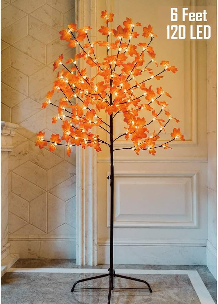 Twinkle Star Lighted Maple Tree, 6 Feet 120 LED Artificial Tree with Lights for Thanksgiving Harv... | Amazon (US)