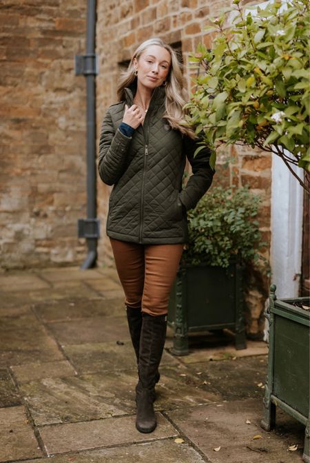 Winter style, Winter Fashion, Outfit inspiration, Khaki Quilted Jacket, Brown Jeans, Brown Suede Boots 

#LTKSeasonal #LTKstyletip #LTKeurope