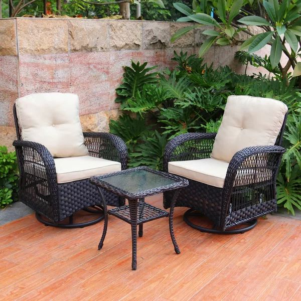 Melendy Swivel Conversation 3 Piece Seating Group with Cushions | Wayfair North America