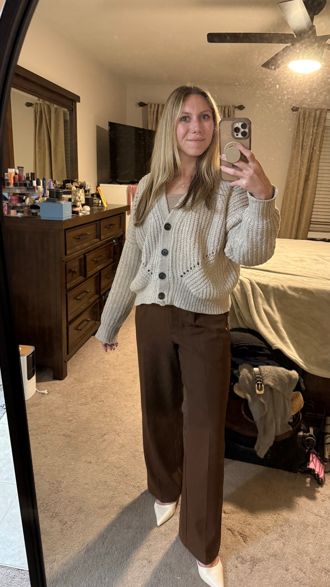 These brown trousers are perfect to dress up for work or wear casually as well. Wearing a small! 

#LTKWorkwear #LTKSeasonal #LTKSaleAlert