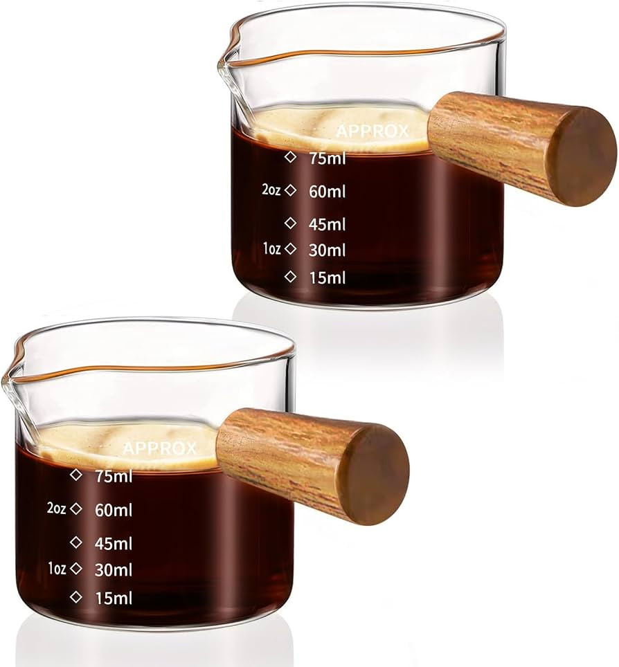 YARRAMATE 2 Pack Espresso Shot Cup with Wood Handle, Clear Glass with Dual Scale, Espresso Shot G... | Amazon (US)
