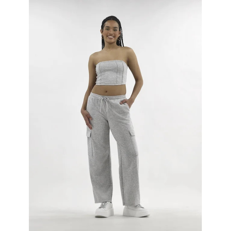 No Boundaries Tube Top and Cargo Sweatpants Set, 2-Piece, Women's | Walmart (US)