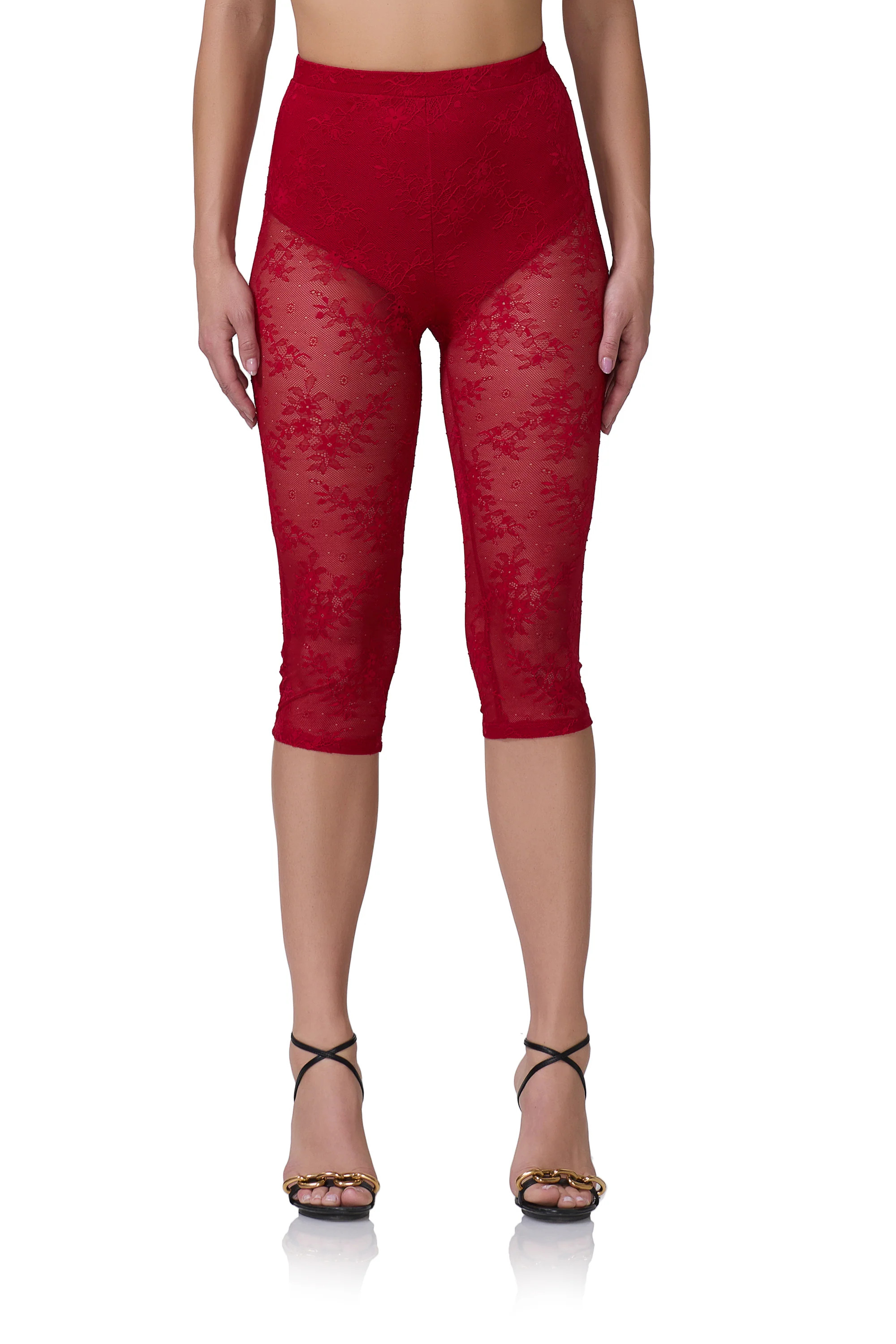 Gemma Lace Capri Pant - Poppy Red | ShopAFRM