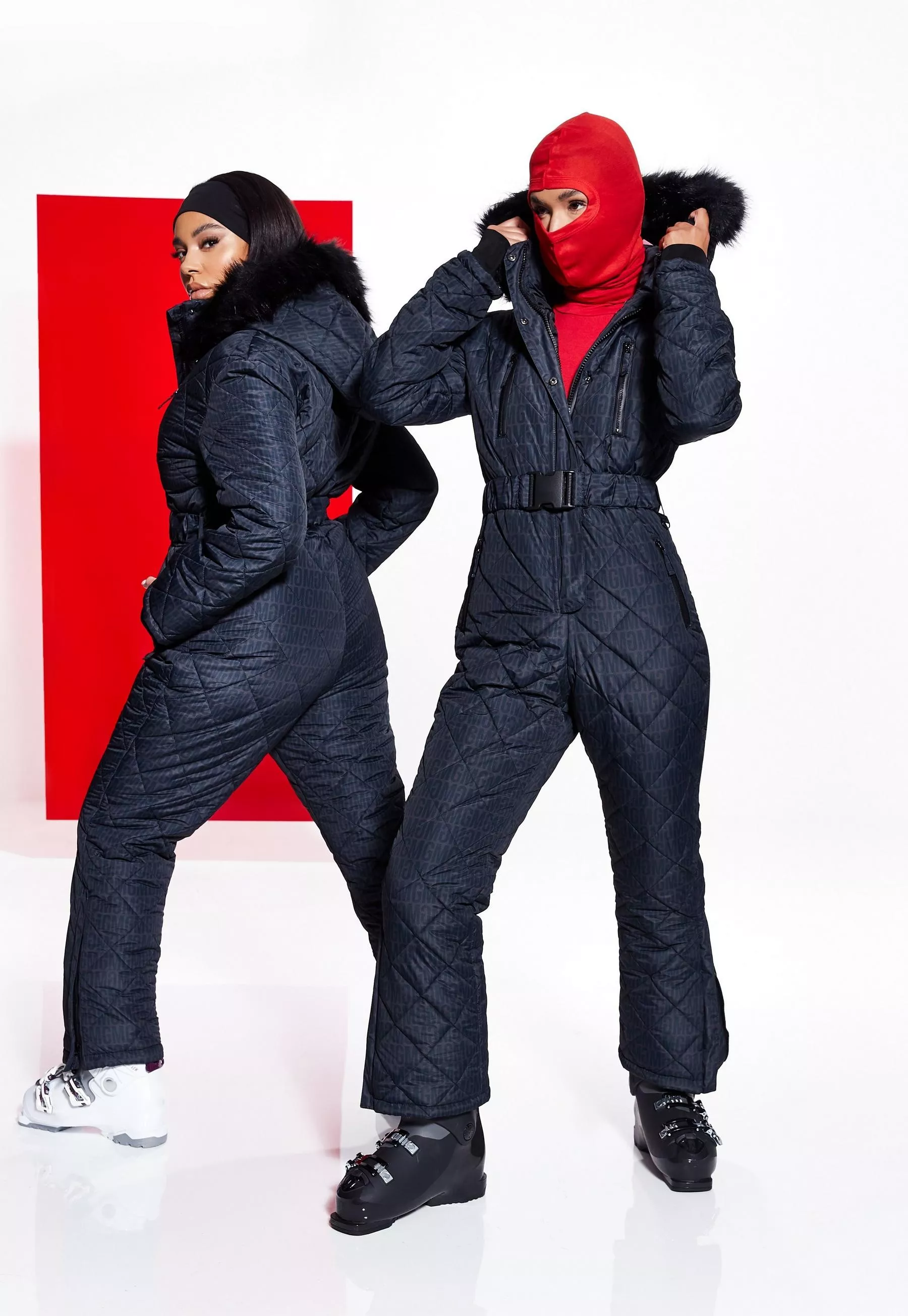 Missguided MSGD Sports Ski jacket with mittens and bum bag in black