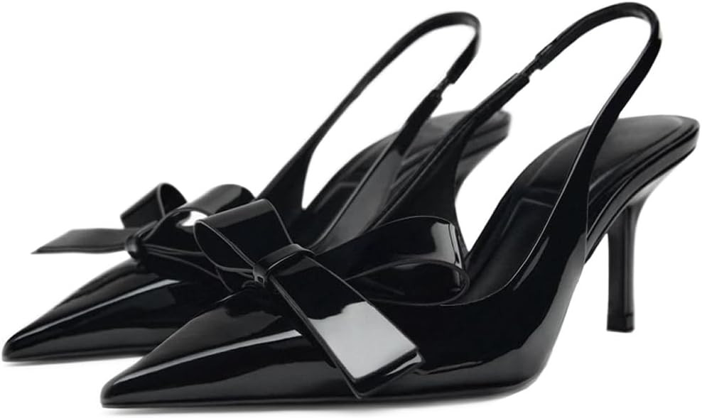 Kluolandi Bow Knot Slingback Kitten Heels for Women Closed Pointed Toe Pumps Dress Shoes Stiletto... | Amazon (US)