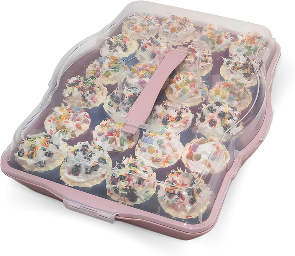 Cupcake Cake Muffin Tray Carrier, 4 in 1 Casserole Containers Holder with Lid, Pie Cupcake Carrie... | Amazon (US)