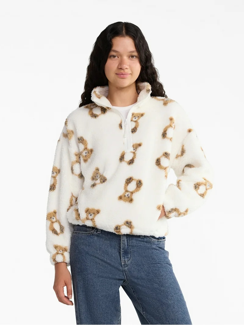 No Boundaries Plush Half-Zip Pullover, Women's | Walmart (US)