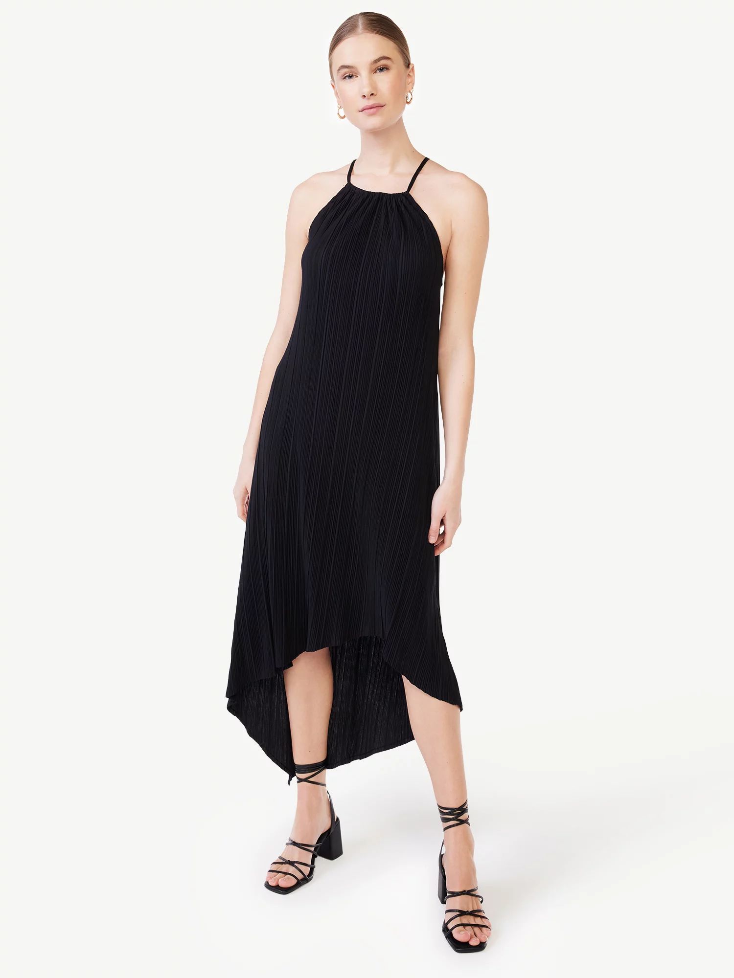 Scoop Women's Asymmetrical Halter Midi Dress - Walmart.com | Walmart (US)