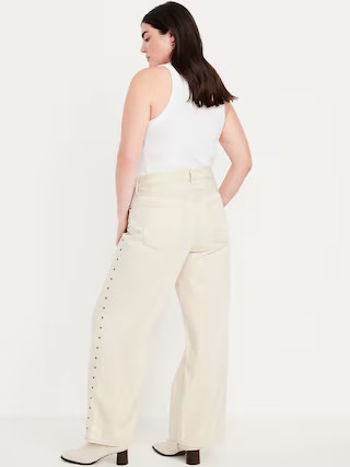 High-Waisted Baggy Wide-Leg Studded Jeans | Old Navy (US)