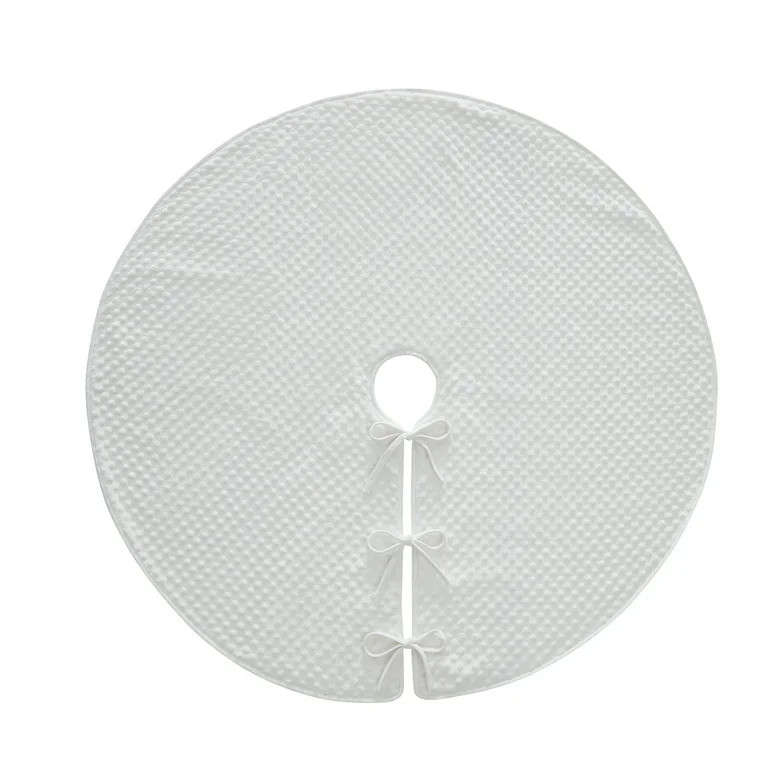 My Texas House Madison Bright White Embossed Polyester Christmas Tree Skirt, 52" | Walmart (US)