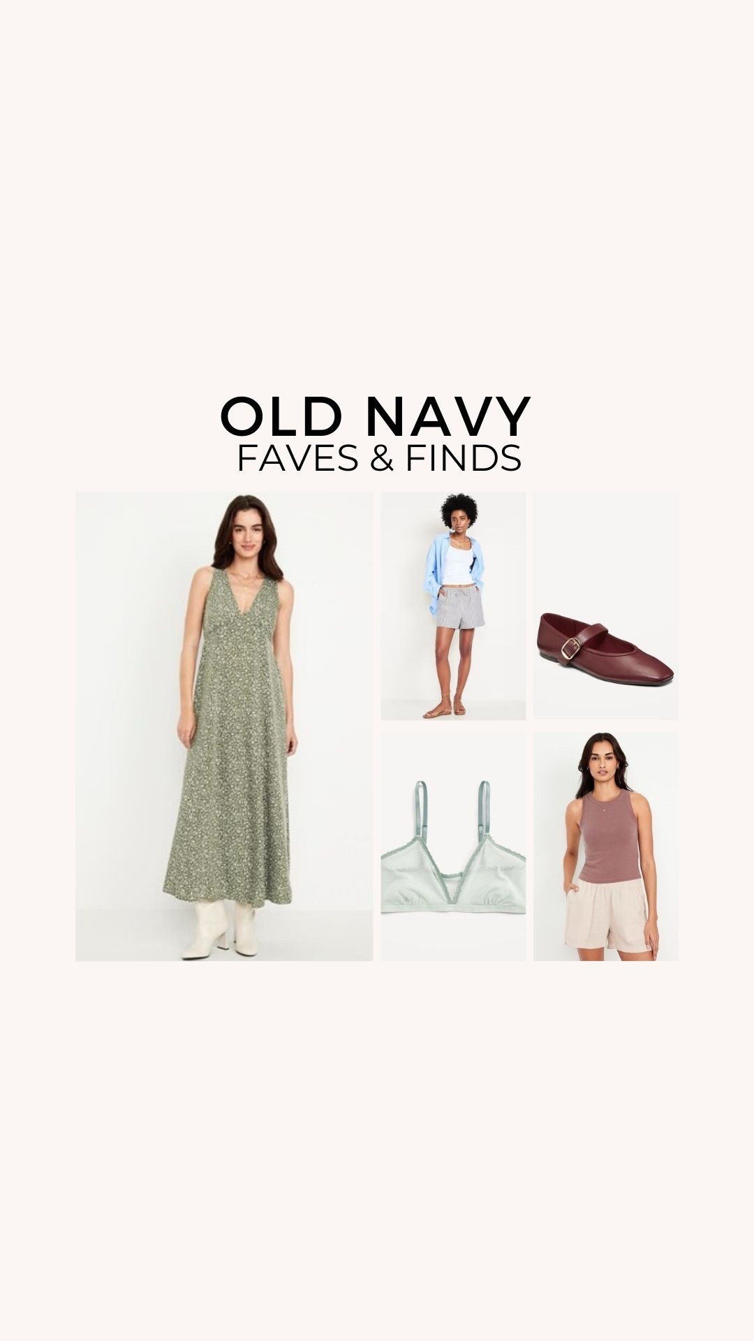 Old Navy new arrivals and favorites

Summer dress , fitted tank , ribbed tank top , ditsy floral maxi dress , maryjane flats , mary janes , striped shorts , poplin shorts , boxer shorts , pajama shorts , sheer bra , mesh bralette , summer essentials 

#LTKSeasonal #LTKFindsUnder50 #LTKSaleAlert