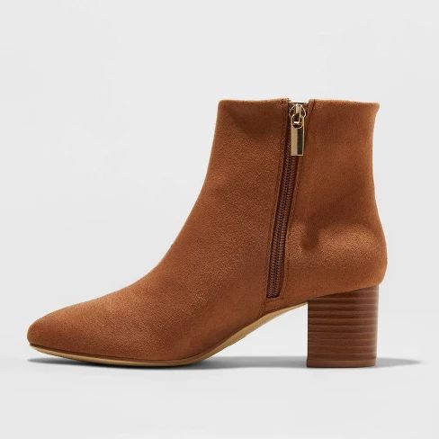 Women's Kina Microsuede Heeled Ankle Bootie - A New Day™ | Target