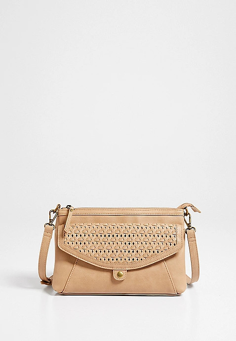 Tan Woven Crossbody Bag | Maurices
