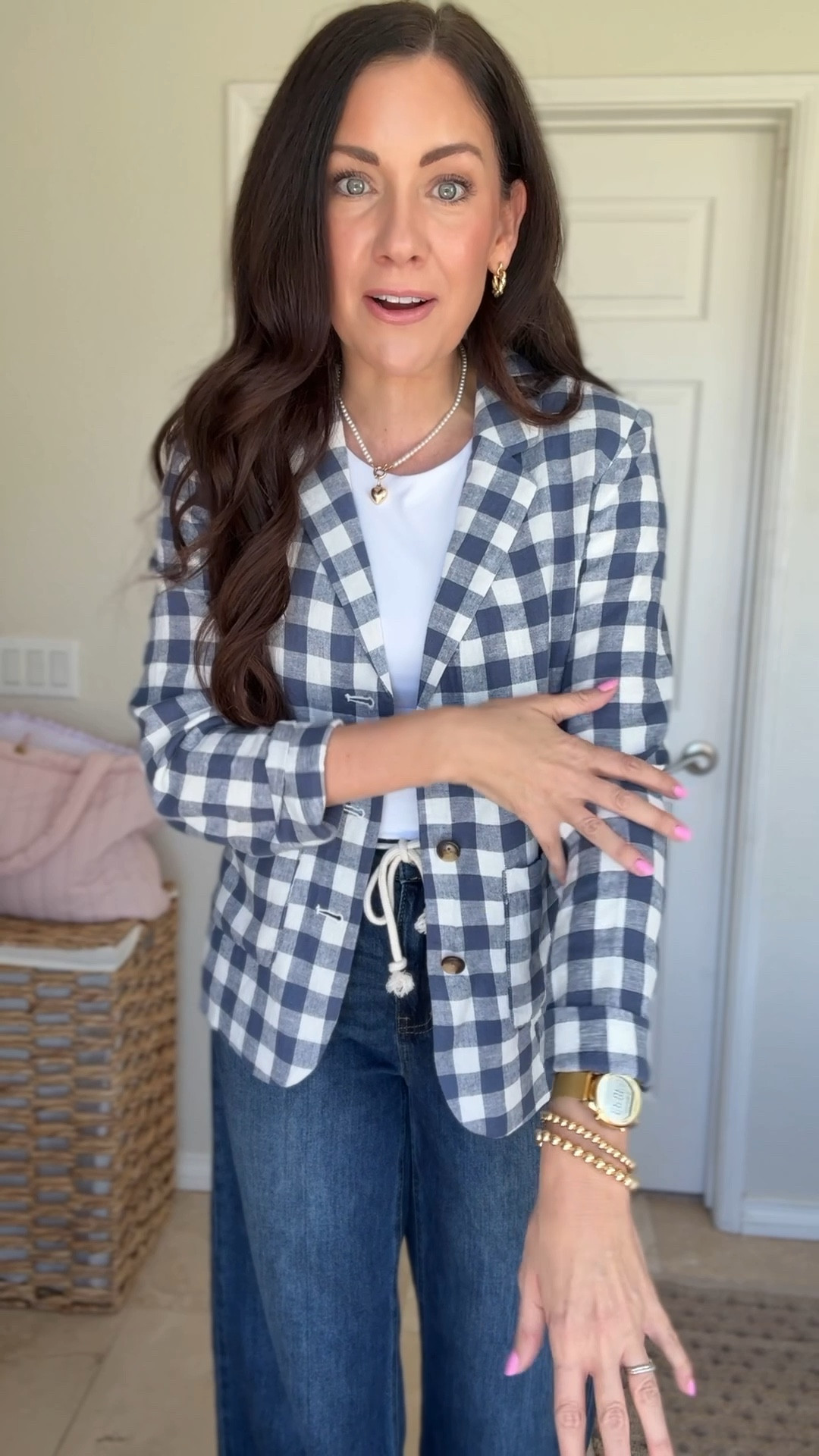 Gingham blazer finally online! Wearing a small // so gorgeous for spring! Love the linen

#LTKSeasonal