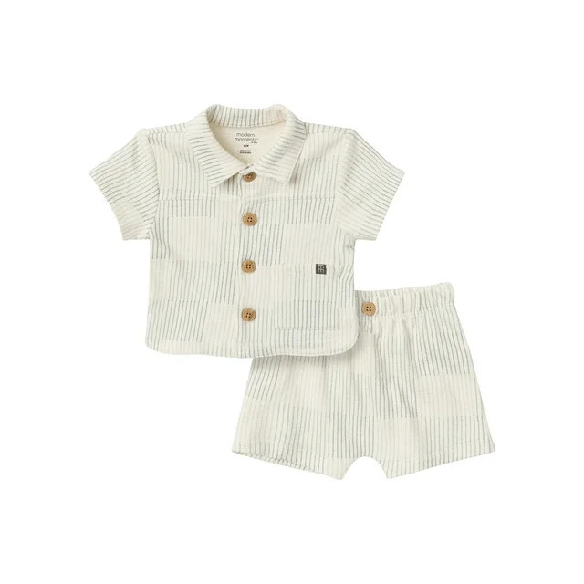 Modern Moments By Gerber Baby Boy Collar Shirt and Short Outfit Set, 2-Piece, 0/3 Months - 24 Mon... | Walmart (US)