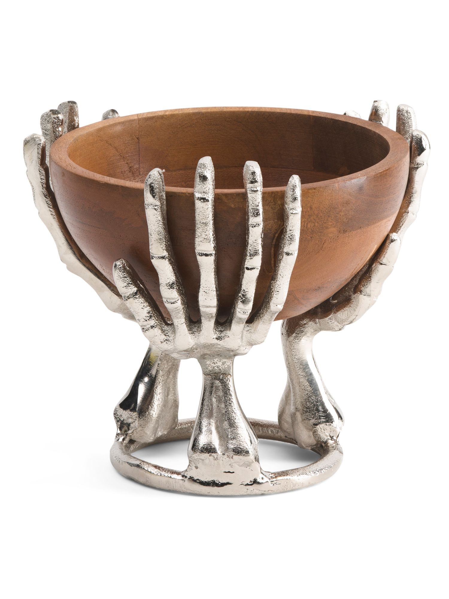 Made In India Skeleton Hand Acacia Wood Bowl | TJ Maxx