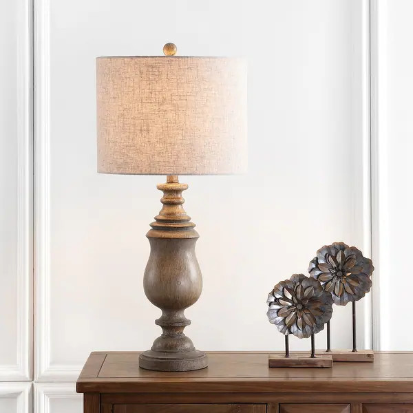 JONATHAN Y Oslo 28.5" Resin LED Table Lamp, Brown Faux Wood | Bed Bath & Beyond