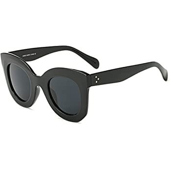 Amazon.com: Butterfly Sunglasses Semi Cat Eye Glasses Plastic Frame Clear Gradient Lenses (Black,... | Amazon (US)