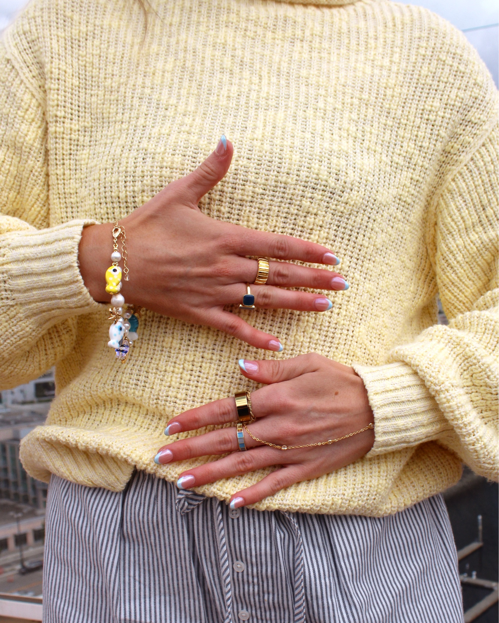 spring outfit ✨ yellow sweater and pinstripe pants (yes these are pj pants that’s why I love them) 

#LTKTravel #LTKStyleTip #LTKSummerEdit