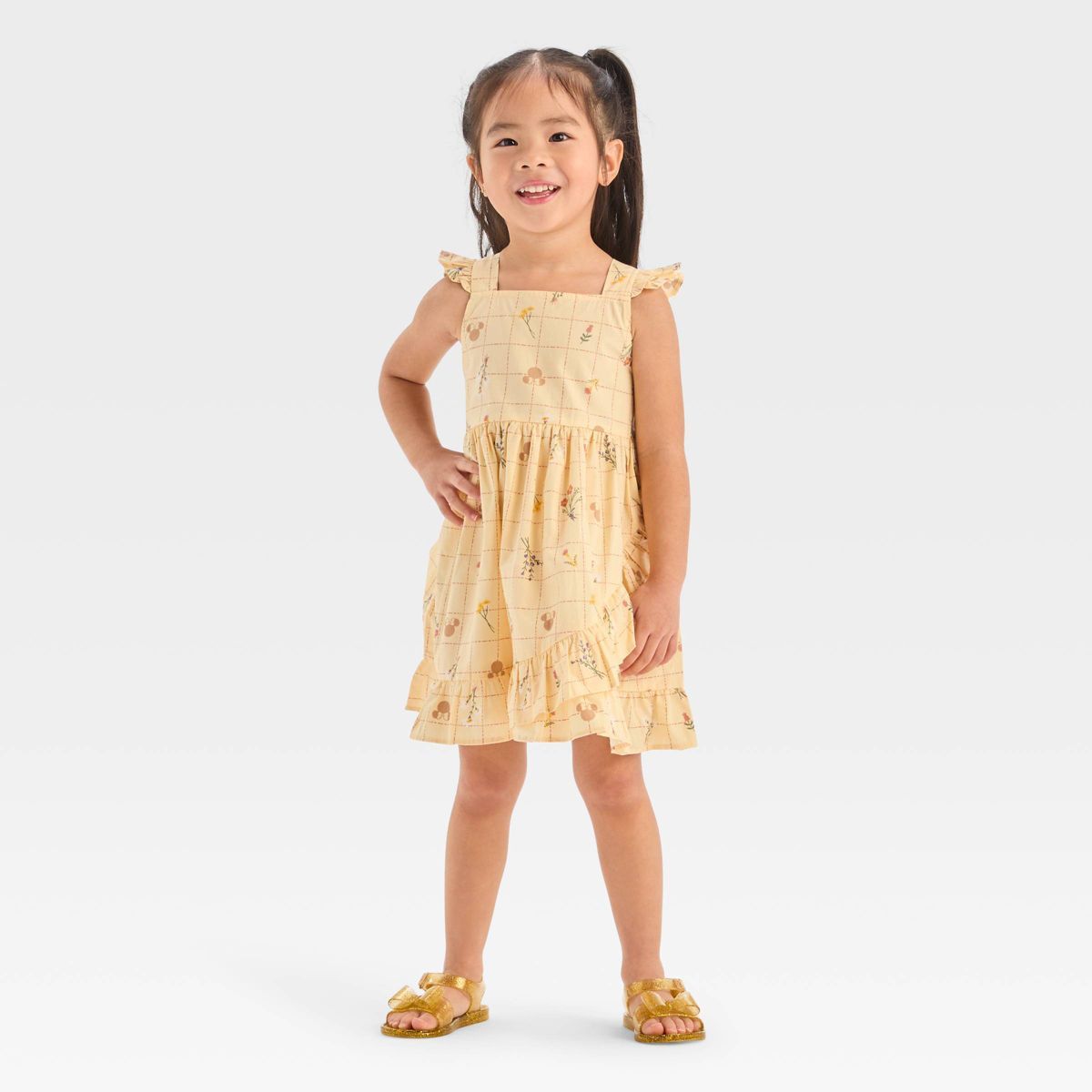 Toddler Girls' Disney Minnie Mouse Poplin Dress - Yellow | Target