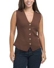Knit Vest With Gold Tone Buttons | Juniors | Marshalls | Marshalls