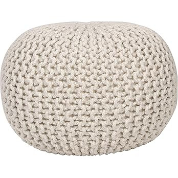 Decor Therapy Lola Round Knit Lurex Yarn and Cotton Pouf, Off-White 20x20x14 | Amazon (US)