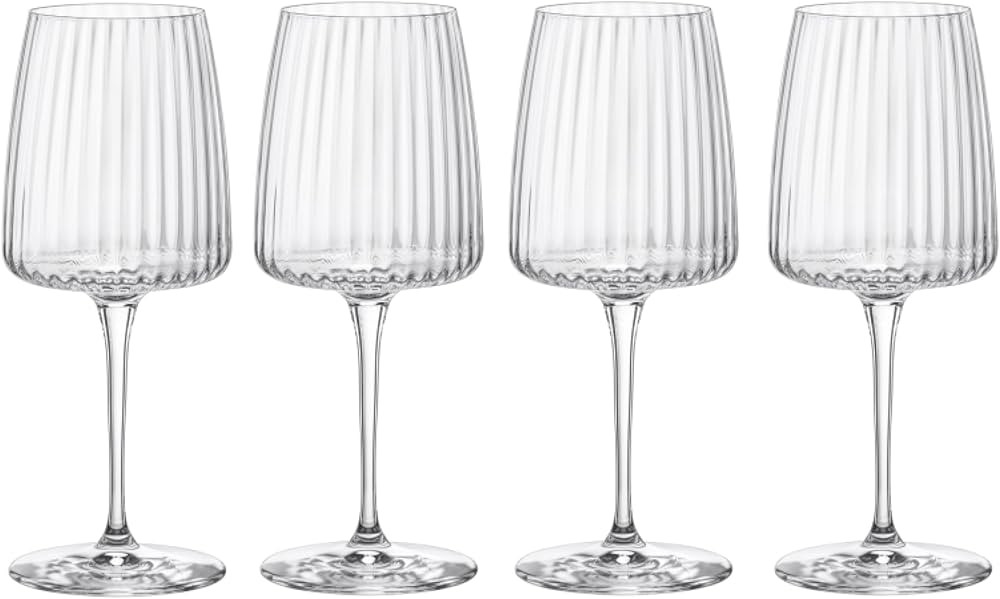 Bormioli Rocco Exclusiva Chardonnay Glasses, Set of 4-12.5 Oz. Ribbed Star Glass Stemware with XL... | Amazon (US)