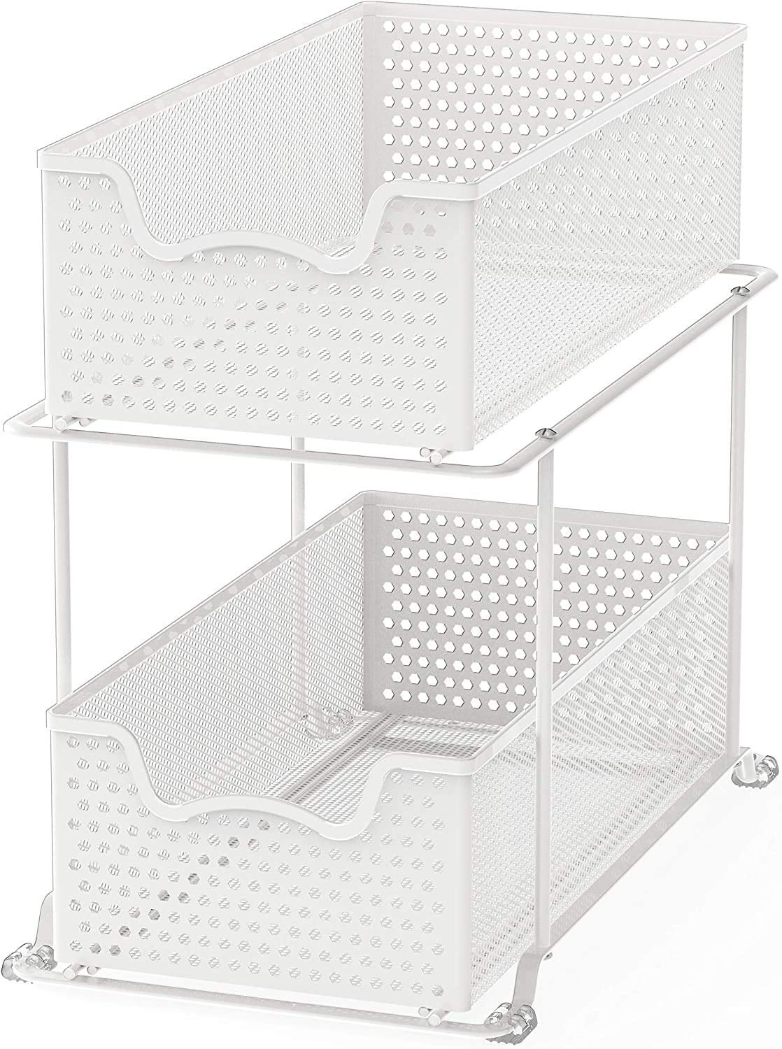 Simple Houseware 2 Tier Sliding Cabinet Basket Organizer Drawer, White | Walmart (US)