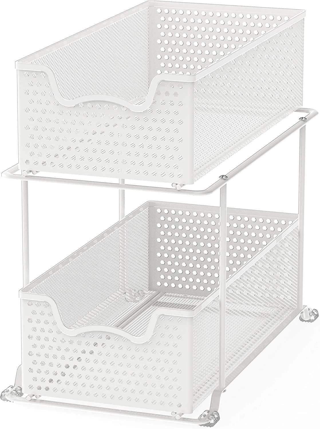 Simple Houseware 2 Tier Sliding Cabinet Basket Organizer Drawer, White | Walmart (US)
