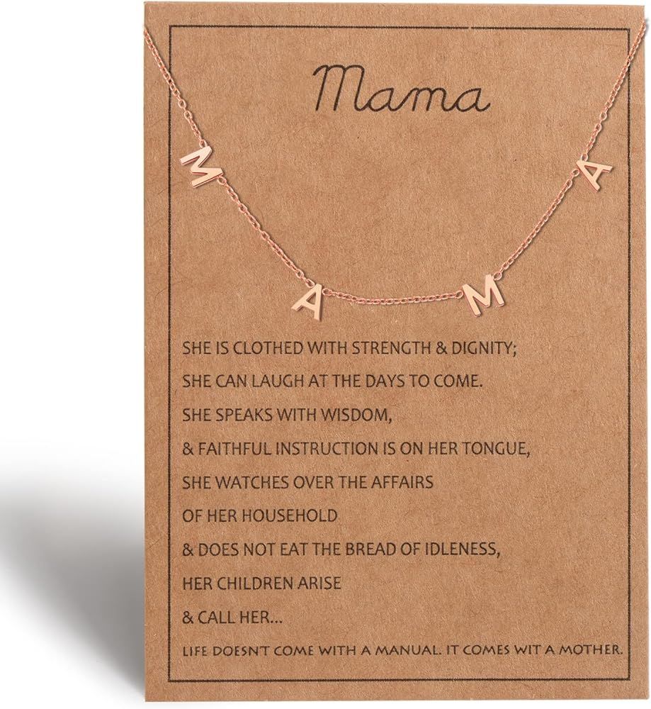 Mama necklace for Women - Silver, Gold & Rose Gold Mom Jewelry for Women, Gifts for New Mom, Expe... | Amazon (US)
