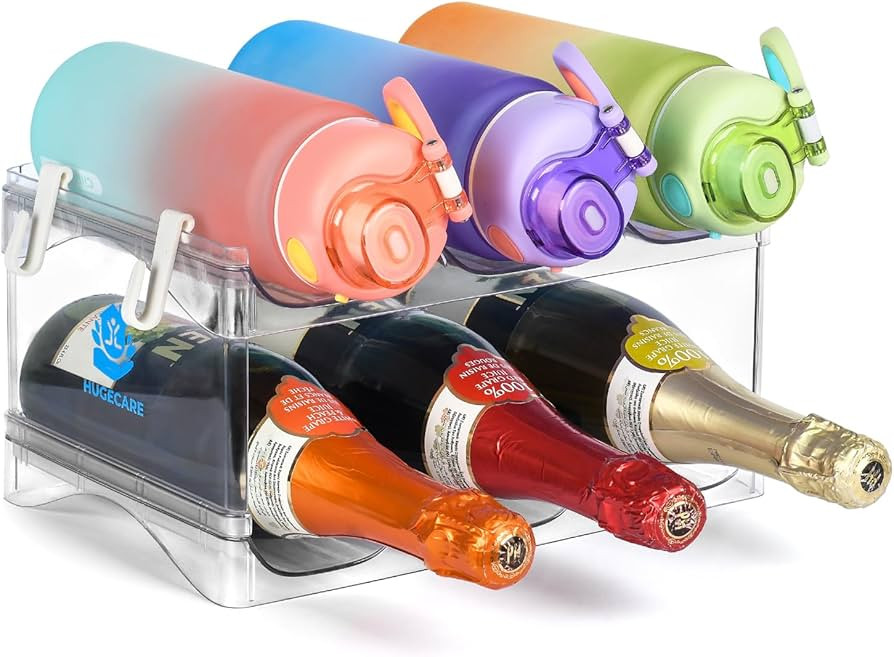 HUGE CARE Stackable Water Bottle Organizer Holder - for Stanley,Clear Wine Rack,Tumbler Storage O... | Amazon (US)