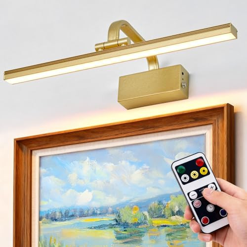 Picture Light,5000mAh Battery Operated Wall Sconce,16" Art Light,L-Gold | Amazon (US)