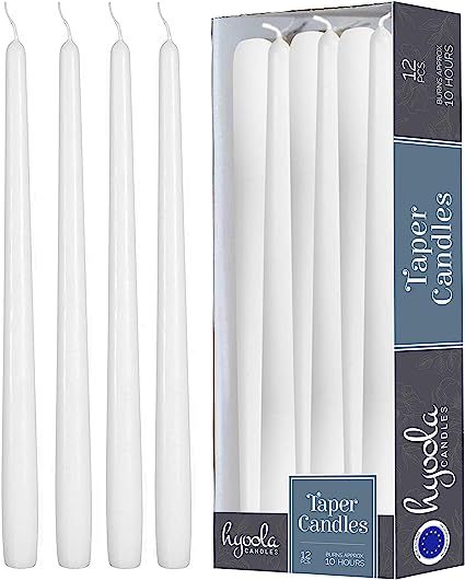 12 Pack Tall Taper Candles - 12 Inch White Dripless, Unscented Dinner Candle - Paraffin Wax with ... | Amazon (US)