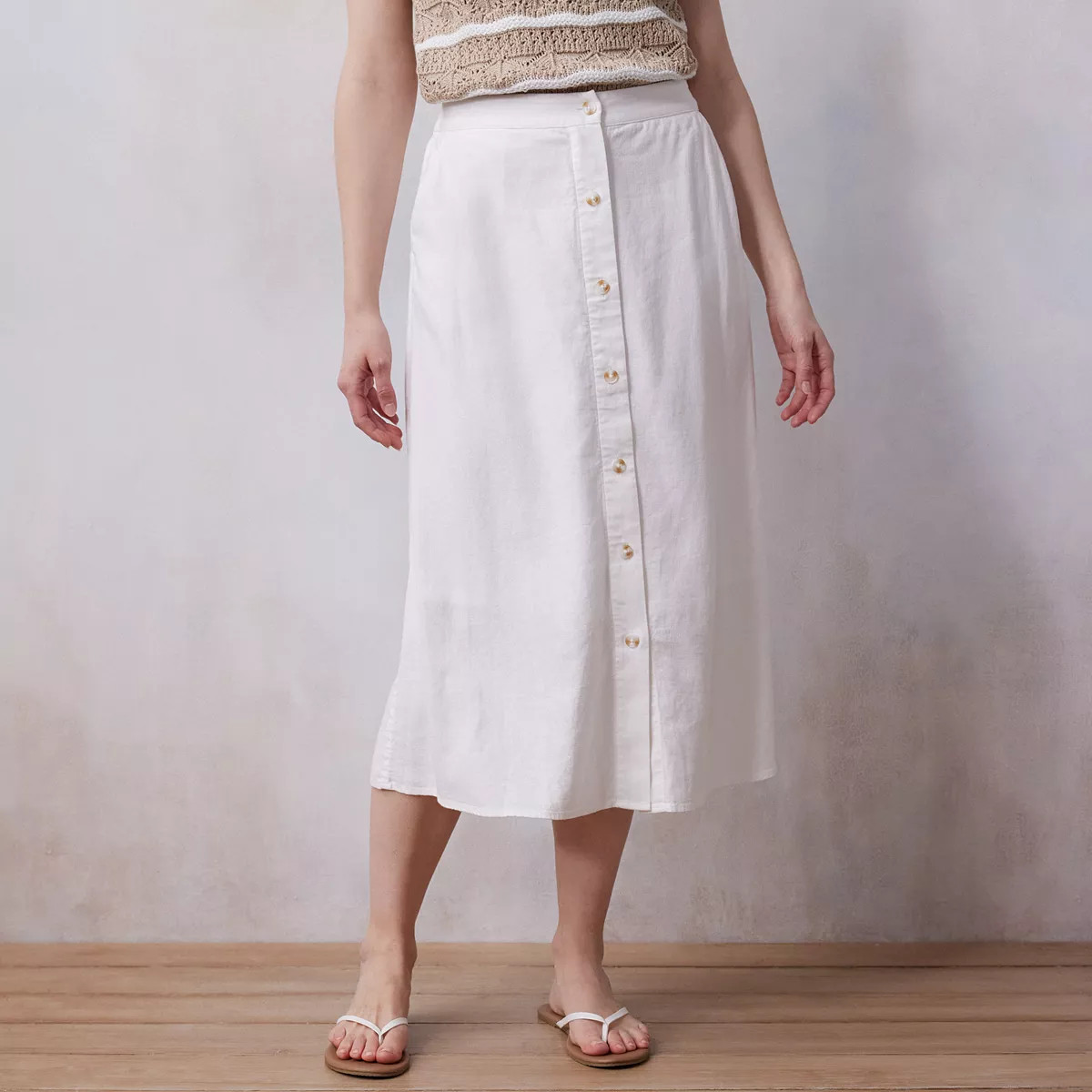 Women's LC Lauren Conrad Button Front A-Line Midi Skirt | Kohl's