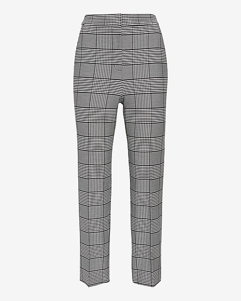 Editor Super High Waisted Plaid Straight Ankle Pant | Express