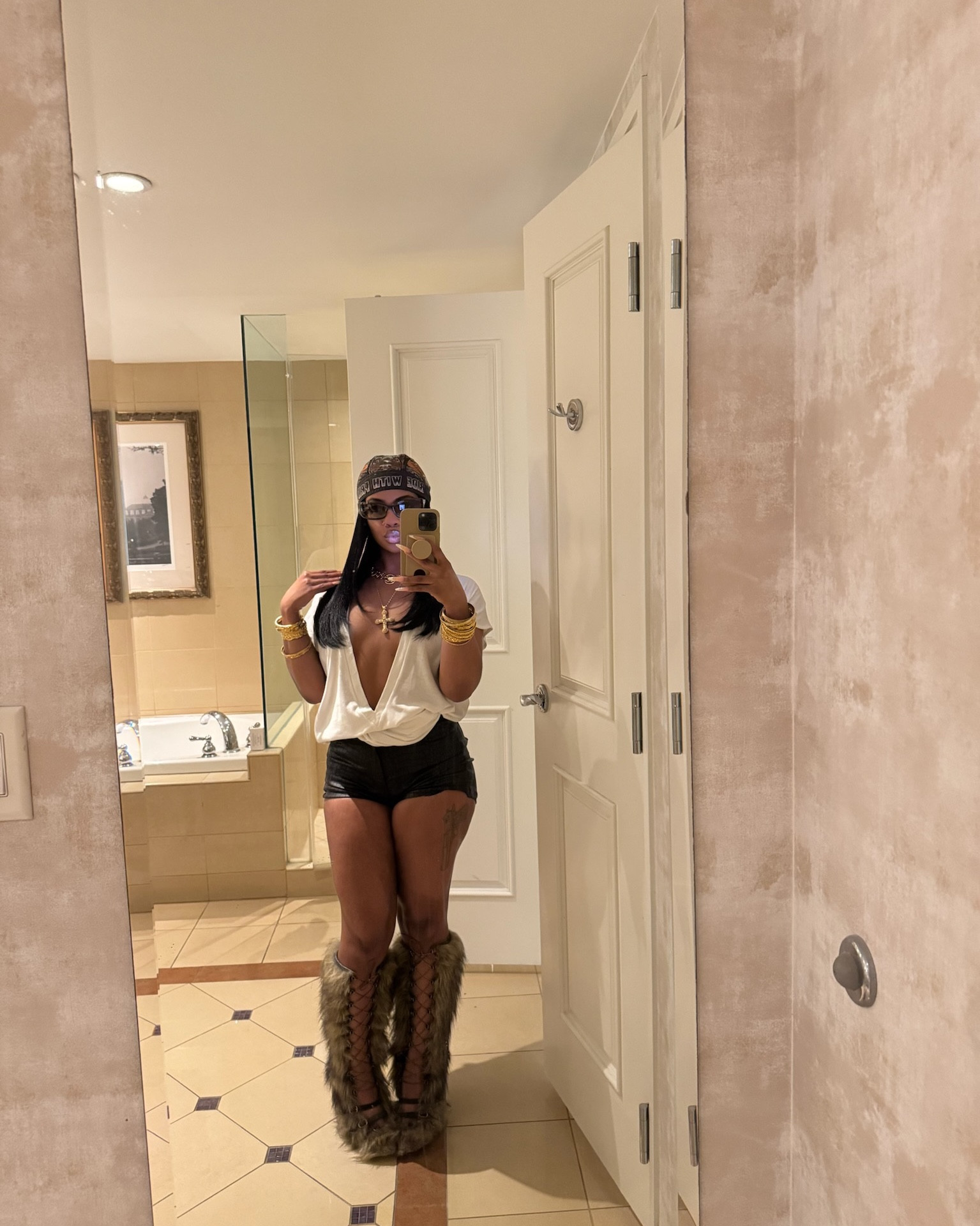 Thighs, fur, & gold…..say less. Cozy but cutthroat 😮‍💨 #BaddieInBoots

#LTKPetite #LTKOver40 #LTKStyleTip