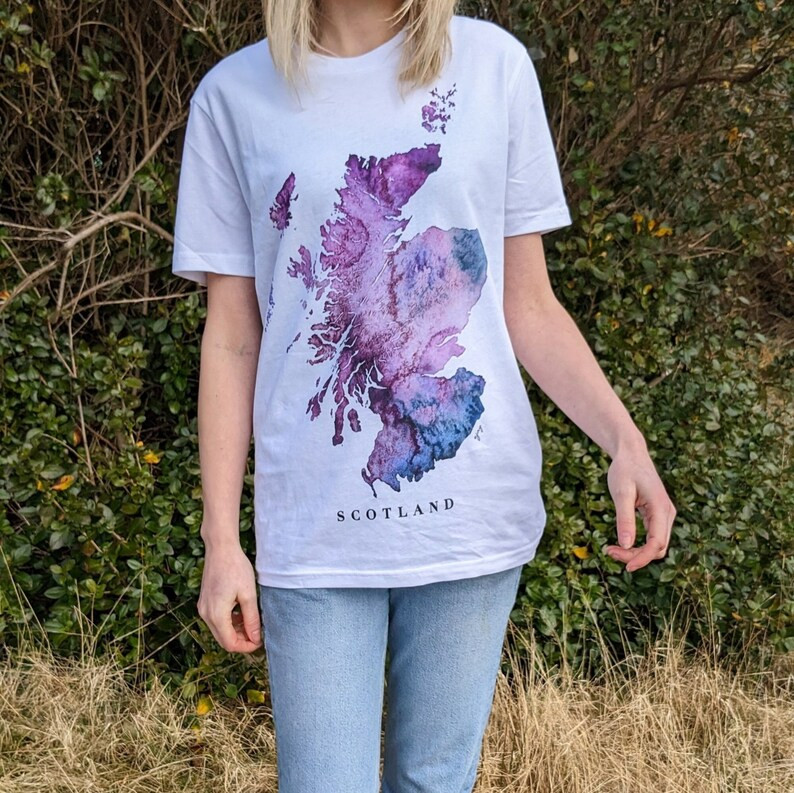 Scotland Unisex T-Shirt Purple Watercolour Map | In Black or White | Gift for Him | Scottish Souv... | Etsy (US)