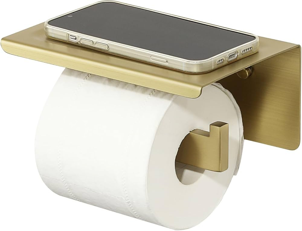 Alise Toilet Paper Holder,Bathroom Tissue Holder with Shelf,SUS304 Stainless Steel Toilet Paper R... | Amazon (US)